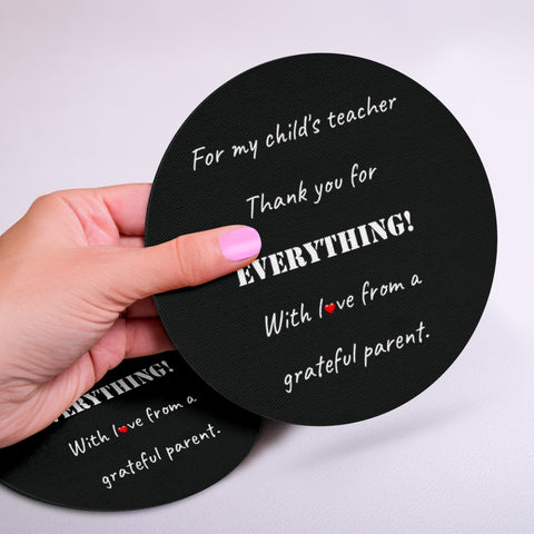 For My Child's Teacher Set Of 6 Round Coasters