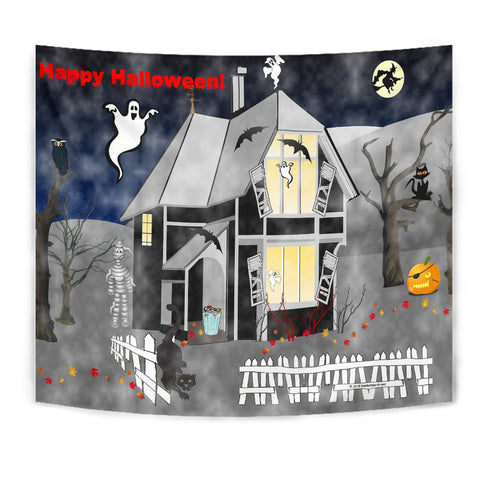 Haunted House - Halloween Wall Tapestry - FREE SHIPPING Haunted House - Halloween Wall Tapestry - FREE SHIPPING