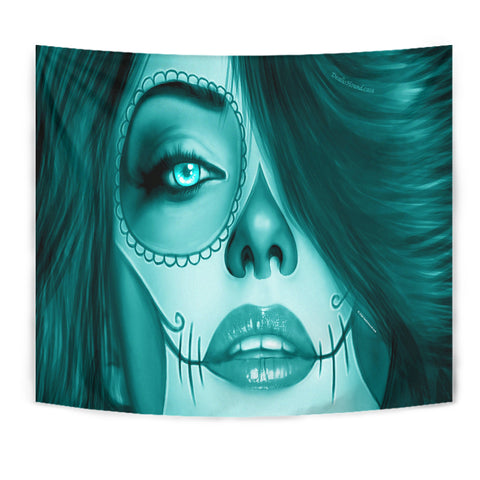 Calavera Fresh Look Design #3 Wall Tapestry (Ice Blue Aquamarine) - FREE SHIPPING Calavera Fresh Look Design #3 Wall Tapestry (Ice Blue Aquamarine) - FREE SHIPPING