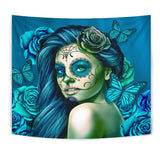 Calavera Fresh Look Design #2 Wall Tapestry (Turquoise Tiffany Rose) - FREE SHIPPING Calavera Fresh Look Design #2 Wall Tapestry (Turquoise Tiffany Rose) - FREE SHIPPING