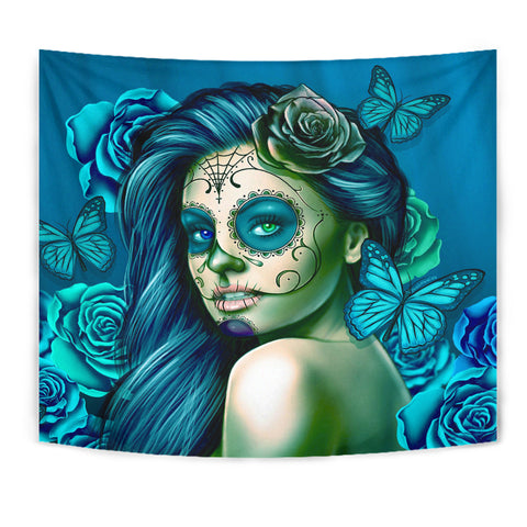 Calavera Fresh Look Design #2 Wall Tapestry (Turquoise Tiffany Rose) - FREE SHIPPING Calavera Fresh Look Design #2 Wall Tapestry (Turquoise Tiffany Rose) - FREE SHIPPING