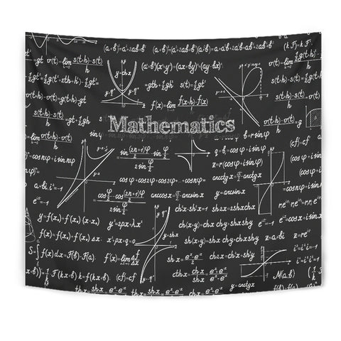 Mathematica Chalkboard Design #1 Wall Tapestry Black - FREE SHIPPING