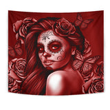 Calavera Fresh Look Design #2 Wall Tapestry (Red Freedom Rose) - FREE SHIPPING Calavera Fresh Look Design #2 Wall Tapestry (Red Freedom Rose) - FREE SHIPPING