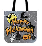 Happy Halloween Design #1 (Gray) Halloween Trick Or Treat Cloth Tote Goody Bag Happy Halloween Design #1 (Gray) Halloween Trick Or Treat Cloth Tote Goody Bag