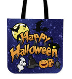 Happy Halloween Design #1 (Blue) Halloween Trick Or Treat Cloth Tote Goody Bag Happy Halloween Design #1 (Blue) Halloween Trick Or Treat Cloth Tote Goody Bag