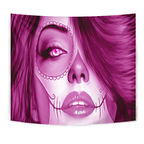 Calavera Fresh Look Design #3 Wall Tapestry (Pink Mystic Topaz) - FREE SHIPPING Calavera Fresh Look Design #3 Wall Tapestry (Pink Mystic Topaz) - FREE SHIPPING