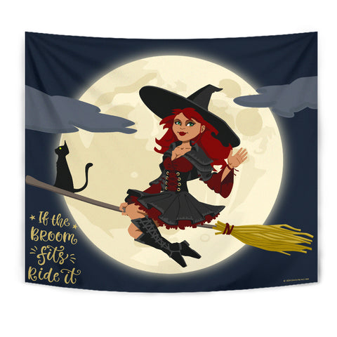 If The Broom Fits, Ride It - Halloween Wall Tapestry - FREE SHIPPING If The Broom Fits, Ride It - Halloween Wall Tapestry - FREE SHIPPING