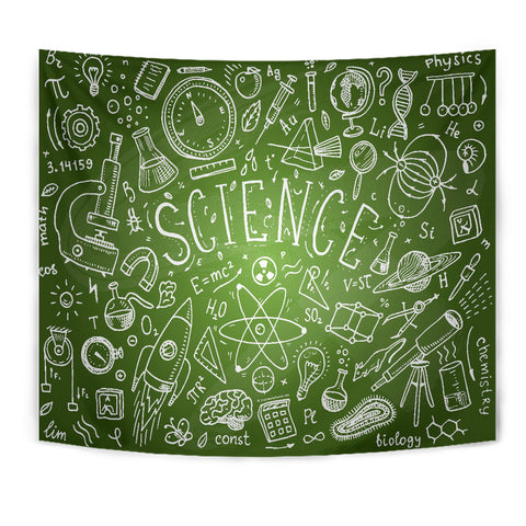Science Chalkboard Design #1 Tapestry Green - FREE SHIPPING