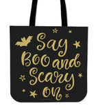 Say Boo And Scary On Halloween Trick Or Treat Cloth Tote Goody Bag Say Boo And Scary On Halloween Trick Or Treat Cloth Tote Goody Bag