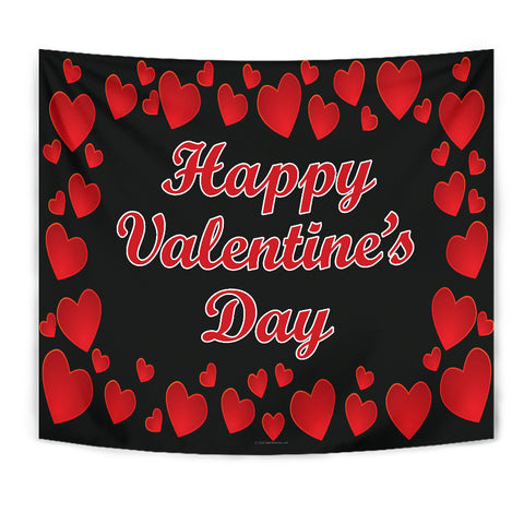 Happy Valentine's Day Design #2 (With Text Surround) Wall Tapestry - FREE SHIPPING