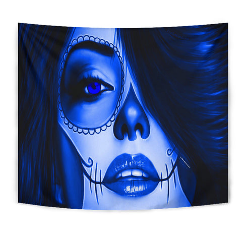 Calavera Fresh Look Design #3 Wall Tapestry (Blue Lapis Lazuli) - FREE SHIPPING Calavera Fresh Look Design #3 Wall Tapestry (Blue Lapis Lazuli) - FREE SHIPPING