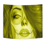 Calavera Fresh Look Design #3 Wall Tapestry (Yellow Chrysoberyl) - FREE SHIPPING Calavera Fresh Look Design #3 Wall Tapestry (Yellow Chrysoberyl) - FREE SHIPPING
