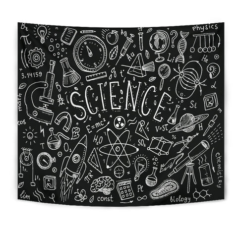 Science Chalkboard Design #1 Tapestry Black - FREE SHIPPING