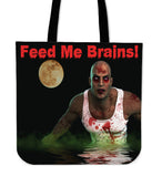 Feed Me Brains Halloween Trick Or Treat Cloth Tote Goody Bag Feed Me Brains Halloween Trick Or Treat Cloth Tote Goody Bag
