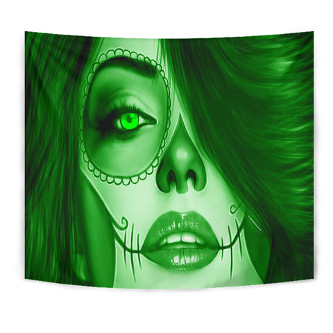 Calavera Fresh Look Design #3 Wall Tapestry (Green Emerald) - FREE SHIPPING Calavera Fresh Look Design #3 Wall Tapestry (Green Emerald) - FREE SHIPPING