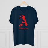 Scarlet Letter Antivaxxer Men's Organic Presenter V-neck Scarlet Letter Antivaxxer Men's Organic Presenter V-neck