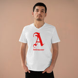 Scarlet Letter Antivaxxer Men's Organic Presenter V-neck Scarlet Letter Antivaxxer Men's Organic Presenter V-neck