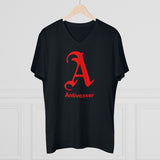 Scarlet Letter Antivaxxer Men's Organic Presenter V-neck Scarlet Letter Antivaxxer Men's Organic Presenter V-neck