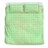 Yellow Rabbits Design #1 Duvet Cover Set (Light Green, Beige Underside) - FREE SHIPPING