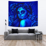 Calavera Fresh Look Design #2 Wall Tapestry (Blue Elusive Rose) - FREE SHIPPING Calavera Fresh Look Design #2 Wall Tapestry (Blue Elusive Rose) - FREE SHIPPING