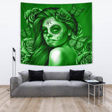 Calavera Fresh Look Design #2 Wall Tapestry (Green Lime Rose) - FREE SHIPPING Calavera Fresh Look Design #2 Wall Tapestry (Green Lime Rose) - FREE SHIPPING