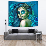 Calavera Fresh Look Design #2 Wall Tapestry (Turquoise Tiffany Rose) - FREE SHIPPING Calavera Fresh Look Design #2 Wall Tapestry (Turquoise Tiffany Rose) - FREE SHIPPING