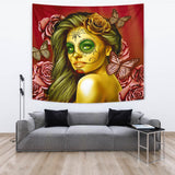 Calavera Fresh Look Design #2 Wall Tapestry (Yellow Smiley Face Rose) - FREE SHIPPING Calavera Fresh Look Design #2 Wall Tapestry (Yellow Smiley Face Rose) - FREE SHIPPING