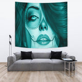Calavera Fresh Look Design #3 Wall Tapestry (Ice Blue Aquamarine) - FREE SHIPPING Calavera Fresh Look Design #3 Wall Tapestry (Ice Blue Aquamarine) - FREE SHIPPING