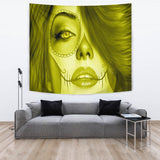 Calavera Fresh Look Design #3 Wall Tapestry (Yellow Chrysoberyl) - FREE SHIPPING Calavera Fresh Look Design #3 Wall Tapestry (Yellow Chrysoberyl) - FREE SHIPPING