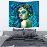 Calavera Fresh Look Design #2 Wall Tapestry (Turquoise Tiffany Rose) - FREE SHIPPING Calavera Fresh Look Design #2 Wall Tapestry (Turquoise Tiffany Rose) - FREE SHIPPING