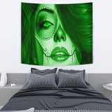 Calavera Fresh Look Design #3 Wall Tapestry (Green Emerald) - FREE SHIPPING Calavera Fresh Look Design #3 Wall Tapestry (Green Emerald) - FREE SHIPPING