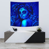 Calavera Fresh Look Design #2 Wall Tapestry (Blue Elusive Rose) - FREE SHIPPING Calavera Fresh Look Design #2 Wall Tapestry (Blue Elusive Rose) - FREE SHIPPING