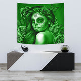 Calavera Fresh Look Design #2 Wall Tapestry (Green Lime Rose) - FREE SHIPPING Calavera Fresh Look Design #2 Wall Tapestry (Green Lime Rose) - FREE SHIPPING