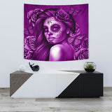 Calavera Fresh Look Design #2 Wall Tapestry (Purple Night Owl) - FREE SHIPPING