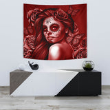 Calavera Fresh Look Design #2 Wall Tapestry (Red Freedom Rose) - FREE SHIPPING Calavera Fresh Look Design #2 Wall Tapestry (Red Freedom Rose) - FREE SHIPPING