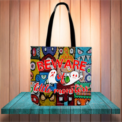 Beware Of Little Monsters Halloween Trick Or Treat Cloth Tote Goody Bag Beware Of Little Monsters Halloween Trick Or Treat Cloth Tote Goody Bag