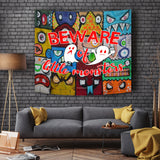 Beware Of Little Monsters - Halloween Wall Tapestry - FREE SHIPPING Beware Of Little Monsters - Halloween Wall Tapestry - FREE SHIPPING