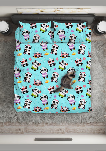 Cute Pandas Design #1 Duvet Cover Set (Blue) - FREE SHIPPING Cute Pandas Design #1 Duvet Cover Set (Blue) - FREE SHIPPING
