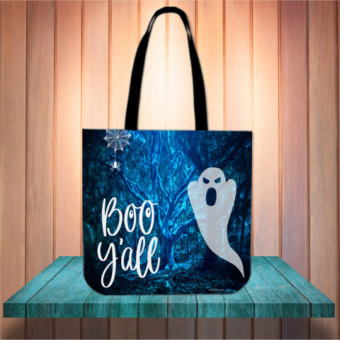 Boo Y'All Halloween Trick Or Treat Cloth Tote Goody Bag