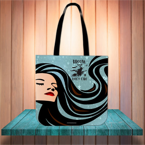 Broom Hair Don't Care Halloween Trick Or Treat Cloth Tote Goody Bag Broom Hair Don't Care Halloween Trick Or Treat Cloth Tote Goody Bag
