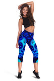 Calavera Fresh Look Design #2 Capri Leggings (Blue Elusive Rose) - FREE SHIPPING Calavera Fresh Look Design #2 Capri Leggings (Blue Elusive Rose) - FREE SHIPPING