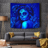 Calavera Fresh Look Design #2 Wall Tapestry (Blue Elusive Rose) - FREE SHIPPING Calavera Fresh Look Design #2 Wall Tapestry (Blue Elusive Rose) - FREE SHIPPING