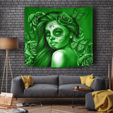 Calavera Fresh Look Design #2 Wall Tapestry (Green Lime Rose) - FREE SHIPPING Calavera Fresh Look Design #2 Wall Tapestry (Green Lime Rose) - FREE SHIPPING