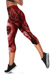 Calavera Fresh Look Design #2 Capri Leggings (Red Freedom Rose) - FREE SHIPPING Calavera Fresh Look Design #2 Capri Leggings (Red Freedom Rose) - FREE SHIPPING
