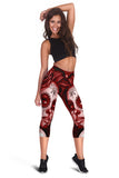 Calavera Fresh Look Design #2 Capri Leggings (Red Freedom Rose) - FREE SHIPPING Calavera Fresh Look Design #2 Capri Leggings (Red Freedom Rose) - FREE SHIPPING