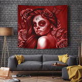 Calavera Fresh Look Design #2 Wall Tapestry (Red Freedom Rose) - FREE SHIPPING Calavera Fresh Look Design #2 Wall Tapestry (Red Freedom Rose) - FREE SHIPPING