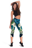 Calavera Fresh Look Design #2 Capri Leggings (Turquoise Tiffany Rose) - FREE SHIPPING Calavera Fresh Look Design #2 Capri Leggings (Turquoise Tiffany Rose) - FREE SHIPPING