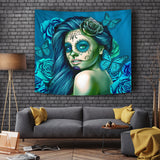 Calavera Fresh Look Design #2 Wall Tapestry (Turquoise Tiffany Rose) - FREE SHIPPING Calavera Fresh Look Design #2 Wall Tapestry (Turquoise Tiffany Rose) - FREE SHIPPING