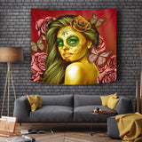 Calavera Fresh Look Design #2 Wall Tapestry (Yellow Smiley Face Rose) - FREE SHIPPING Calavera Fresh Look Design #2 Wall Tapestry (Yellow Smiley Face Rose) - FREE SHIPPING