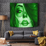 Calavera Fresh Look Design #3 Wall Tapestry (Green Emerald) - FREE SHIPPING Calavera Fresh Look Design #3 Wall Tapestry (Green Emerald) - FREE SHIPPING